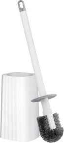 Toilet Brush & Holder Set, Lightweight Plastic Handle, Space Saving for Storage, Deep Cleaning, Drip-Proof, Easy to Assemble, Nylon Bristles, White & Grey by CozyNest Decor