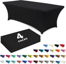ABCCANOPY 4 Pack 8 FT Black Spandex Table Cover Stretch Fitted Wrinkle Resistant Tablecloth Reuse for Rectangular Folding Table Patry Event Wedding Banquet Protector by CozyNest Decor