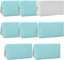 Bridesmaid Proposal Gifts Letter Cosmetic makeup bag bulk for Wedding Party Favors Bachelorette party decorations Toiletry Organizer Bag Makeup Case Gift (8, White&Blue) by TinyTreasures Baby Boutique