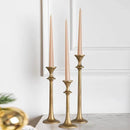 Iron Taper Candle Holder - Set of 3 Decorative Candle Stand - Candlestick Holder for Wedding, Dinning, Party - Antique Brass by CozyNest Decor