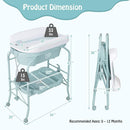 BABY JOY Baby Bathtub with Changing Table, Foldable Infant Diaper Changing Station with Storage Tray, Waterproof Pad, Portable Newborn Nursery Organizer Bath Stand with 4 Universal Wheels (Blue) by TinyTreasures Baby Boutique