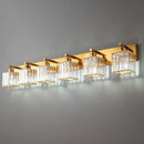 Modern 6-Light Gold Brushed Brass Finish Crystal Wall Light for Bathroom Vanity by CozyNest Decor