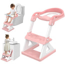 2 in 1 Potty Training Toilet Seat & Toddler Step Stool, Bottom Triangle Stability Toddler Toilet Seat, Adjustable Step & Seat Height Potty Seats for Toddlers Boys Girls (Pink) by TinyTreasures Baby Boutique