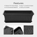 GROWNEER 3 Packs 17 Inches Black Flower Window Box Plastic Vegetable Planters Long Pots with 15 Pcs Plant Labels for Outdoor Indoor Windowsill Patio Garden Home Decor Porch by GreenHaven Gardens