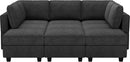 Belffin Modular Sectional Sleeper Sofa Couch with Storage Ottoman Convertible Sectional Couches for Living Room Terry Reversible Chaise. Black Sofa by CozyNest Decor