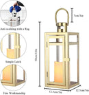 TRIROCKS Stainless Steel Decorative Lantern 12'' High Metal Candle Holder Outdoor Candle Lantern with Tempered Panels for Christmas Home Decor Living Room Parties Events Tabletop Indoor Outdoor (Gold) by CozyNest Decor