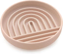 The Slowdown Bowl Silicone Slow Feeder for Cats & Kittens, Slow Eating Mealtime Solution with Modern Lick Mat Design, Reduces Gulping, Fits 1 Cup 6” Across x 1.25” Tall, Small-Tan by CozyNest Decor