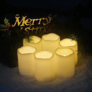Waterproof Outdoor Battery Operated Flameless Pillar Candles with Timer White Plastic Realistic Flickering Fake Electric LED Lights for Lantern Garden Wedding Christmas Decorations 3”x4” 6 Pack by GreenHaven Gardens