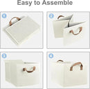 Closet Storage Bins, Fabric Closet Organizers and Storage Basket for Shelves, Collapsible Shelf Baskets for Organizing Shelves, Bedroom Clothes Basket, Beige, 3 Pack by CozyNest Decor