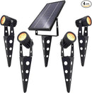 4-Spotlight Mini 50X Solar-Powered LED Spotlight (Warm White LED), Black Finish, Outdoor Garden Yard Landscape Downlight by CozyNest Decor