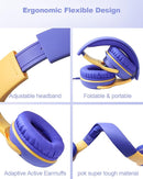 Kids Headphones Wired with Microphone for ipad Computer Laptop for Boys Girls Volume Limit Foldable Over Ear Headset for School 3.5mm Jack by TinyTreasures Baby Boutique