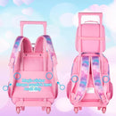 gxtvo Girls Rolling Backpack, Cute Cat Roller Wheels Kids Bookbag - Wheeled Elementary School Bag - 3PCS Cat by TinyTreasures Baby Boutique