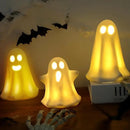 [Timer] Light Up Ghost Halloween Decor, 3 Pcs Ceramic Halloween Ghost Decorations Indoor, Cute White Ghost Figurines Statue for Indoor Decor Home Table (A) by CozyNest Decor