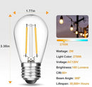 BRIMAX 25 Pack 2W S14 Replacement LED Bulbs,2700K Soft Warm White, Shatterproof Waterproof Outdoor String Light Bulbs Dimmable,E26 Medium Base,Plastic Edison Bulbs for Patio Garden by GreenHaven Gardens