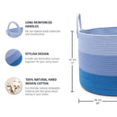OrganiHaus Toy Storage Basket for Kids, Large Cotton Rope Organizer Bin for Nursery, Toy Box, Blanket Holder, Baby Hamper for Living Room, Soft & Washable, 20x13 inches - Blue by TinyTreasures Baby Boutique