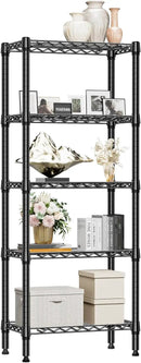 1250 lbs 5 Tier Shelf Metal Storage Shelves Wire Rack Closet Organizers for Garage Kitchen Bathroom Laundry Black 11.8" D x 23.6" W x 59.5" H by CozyNest Decor