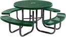 Heavy-Duty Portable Outdoor Picnic Table with Umbrella Hole, Expanded Metal Commercial-Grade Patio Dining Furniture Made in America (46" Round Top, Green) by GreenHaven Gardens