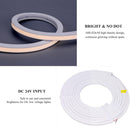 SLN01 Dotless COB Neon LED 16.4FT (5M) Strip Light DC24V 40-60W IP67 4x10mm, 10x10mm, 6x12mm Outdoor Rated Dimmable Low Voltage Silicone Strip Light