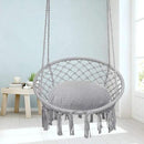 Y- STOP Hammock Chair Macrame Swing, Max 330 Lbs, Hanging Cotton Rope Hammock Swing Chair for Indoor and Outdoor Use, Light Grey by GreenHaven Gardens
