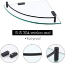 KES Bathroom Glass Corner Shelf Tempered Glass Shelf with Rail Wall Mount Corner Shelf SUS 304 Stainless Steel Matte Black 2 Pack, BGS2101A-BK-P2 by CozyNest Decor