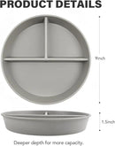 greenandlife 9 Inch 4PCS Divided Plates with Lids, Portion Control Plates for Kids Adults, Dishwasher Microwave Safe Compartment Plate, Unbreakable Lightweight Reusable Wheat Straw Plate, Grey Black by CozyNest Decor
