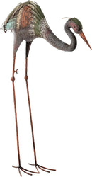 Alpine Corporation 30" Tall Outdoor Rustic Metal Bowing Crane Statue Yard Art Decoration by CozyNest Decor