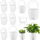 Self-Watering Pots for Indoor Plants, 8-Pack Self Watering Planter with Drainage Holes, Small African Violet Pots with Water Indicator, 5 Packs 5''/3 Pack 6.7'' Orchid Pot, White by CozyNest Decor
