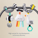Itzy Ritzy Spiral Car Seat & Stroller Activity Toy - Stroller & Car Seat Toys for Ages 0 Months and Up - Hanging Toys Include Dangling Ring, Mirror and Textured Ribbons (High Contrast) by TinyTreasures Baby Boutique