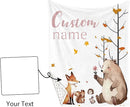 Personalized Baby Crib Bedding Set for Baby Girls, Fox Sika Deer Pattern Custom Name Baby Crib Sets 5-Pcs, Toddler Double Layer Blanket Fitted Sheets Changing Pad Cover Rug Wall Art Set by TinyTreasures Baby Boutique