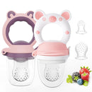 Baby Solids/Frozen Fruit Feeder Pacifier, Infant Teether Toy 4M+, BPA-Free Silicone Pouch & Nipple, Safely Introduce Solids, Teething Relief, 2-Pack (Bear - Purple Pink White, S/M/L) by TinyTreasures Baby Boutique