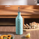 Sweejar Large Olive Oil Dispenser Bottle with Spout, 24 Oz Ceramic Oil Dispenser for Kitchen, Relief Opaque Oil Cruet, Oil Container for Cooking, EVOO, Avocado Oil, Vinegar, Pack of 1(Turquoise) by CozyNest Decor