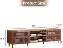 Bonzy Home 70" Mid Century Modern TV Stand, TV Console for TV up to 75", Slatted Entertainment Center with Storage and Open Shelves for Living Room, Bedroom, and Media Room
