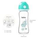 YOHKOH Natural Glass Baby Bottle with Natural Response Nipple, Newborn Anti-Colic Baby Bottles, Wide Neck Mushroom Cap Baby Bottle, Clear (8.8ounce (Pack of 2), Blue2) by TinyTreasures Baby Boutique