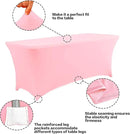 IVAPUPU 2 Pack 8FT Table Cloth for Rectangular Fitted Events Stretch Pink Table Covers Washable Cover Spandex Tablecloth Protector for Party, Wedding, Cocktail, Banquet, Festival by CozyNest Decor