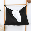 Hanging Linen Laundry Bag, 100% Pure Flax Linen Over The Door Hamper with Bottom Zipper for Laundry Room, Household Dirty Cloth Storage Organizer Bag, Black by CozyNest Decor