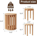 Stackable Stools Set of 4 Wooden Stools 18 Inch Stool Nesting Side Tables Nesting Coffe Table Sturdy and Durable,No Installation Required,Top Stackable Stool for Saving Space(Natural Bar stools) by CozyNest Decor