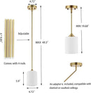 Modern Gold Pendant Light 3 Pack Brushed Brass Mid Century Chandelier White Cylinder Glass Shades Adjustable Rods Farmhouse Ceiling Hanging Lighting Fixture Kitchen Island Dining Room Bedroom by CozyNest Decor