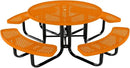 Coated Outdoor Furniture Heavy-Duty Portable Outdoor Kids Table with Umbrella Hole, Punched Steel Kids Picnic Table, Commercial-Grade, Made in America (46 In, Round, Childrens, Orange) by CozyNest Decor