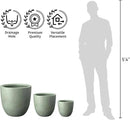 Kante 14 Inch Dia Round Concrete Planter, Indoor Outdoor Large Plant Pot with Drainage Hole and Rubber Plug for Home Patio Garden, Mint Green by GreenHaven Gardens