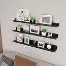 Giftgarden 36 Inch Black Floating Shelves for Wall Woodgrain Picture Ledge Large Photo Shelf for Bedroom Living Room Kitchen Bathroom Storage Shelving, Set of 3 Different Sizes by CozyNest Decor
