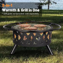 Red Mountain Valley 30'' Outdoor Wood Burning Fire Pit, 2-in-1 Large Round Fire Pit for Outside, Outdoor Fireplaces with Spark Screen, Fire Poker, Cover, Ideal for Patio, Backyard, Camping, Picnic by GreenHaven Gardens