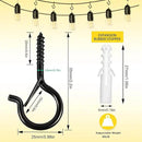 Hooks for Outdoor String Lights, 20 Pack Cup Screw Hooks for Hanging Plants Fairy Led Party Christmas Lights Garage Wind Chimes Black Q Hanger with Safety Buckle Design Easy to Release by GreenHaven Gardens