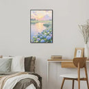 The hydrangea scenery all over the lake at sunset is suitable for posting in the living room bedroom office landscape poster wall painting by CozyNest Decor