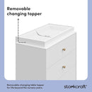 Storkcraft California 3-Drawer Chest with Removable Changing Topper (White with Driftwood) – GREENGUARD Gold Certified, Interlocking Drawer System, Pre-Installed Tracks, Easy Assembly by TinyTreasures Baby Boutique
