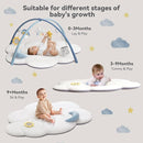 Oversized Baby Play Gym with Extra Thick Baby Play Mat – Cloud-Shaped Design, 5 Detachable Toys & Moon Pillow, Soft & Cushioned for Newborns, Promotes Sensory & Motor Development, Baby Essentials Gift by TinyTreasures Baby Boutique