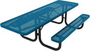 Coated Outdoor Furniture Heavy-Duty Portable ADA-Compliant Outdoor Picnic Table, Punched Steel Patio Dining Furniture Made in America (8ft Rectangular, One-Side Handicap, Light Blue) by GreenHaven Gardens