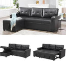 Naomi Home Modern Sectional Sofa with Storage Chaise Black/Air Leather by CozyNest Decor