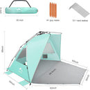 Oileus XX-Large Pop Up Beach Tent Sun Shelter for 5-6 Person Portable Sun Shade Instant Tent for Beach with Carrying Bag, Stakes, 6 Sand Pockets, Anti UV for Fishing Hiking Camping Light Green by TinyTreasures Baby Boutique