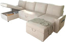 VanAcc Sleeper Sofa, 110 inch Oversize - 2 in 1 Pull Out Bed, Sectional Sleeper Sofa with Double Storage Chaise for Living Room, Beige Chenille Couch by CozyNest Decor