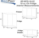 RecPro 10 Cu Ft 12V RV Refrigerator | Black Frost-Free Fridge with Freezer | Double Door, Adjustable Shelves, Reversible Door, Built-In Lock | 23.5”W x 26”D x 59”H | Off-Grid & Dry Camping Ready by CozyNest Decor